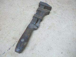 Old Bemis & Call 12 " Wood Handled Monkey Wrench