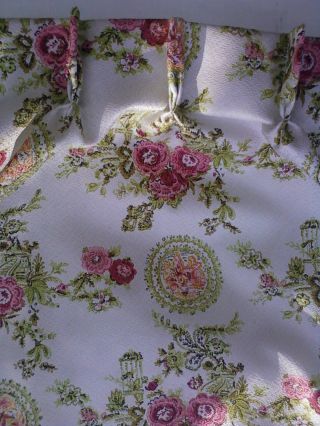 Vintage Fiberglass Drapes Curtains Pinch Pleat Pair 40 X 63 White Floral