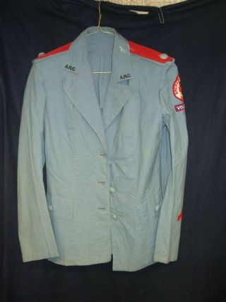 Wwii American Red Cross Uniform Seersucker Blue Jacket,  Skirt Arc Service & Tab