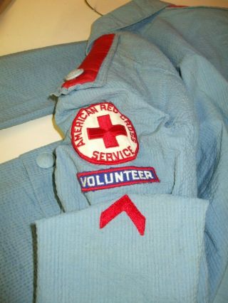 WWII AMERICAN RED CROSS UNIFORM SEERSUCKER BLUE JACKET,  SKIRT ARC SERVICE & TAB 8