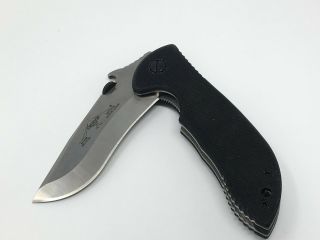 Emerson Mini Commander Folding Knife 3.  4 " Stonewash Plain Blade With Wave