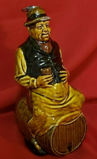 Rare Royal Doulton Kingsware Figural Bacchus Man On Barrel Flask Decanter