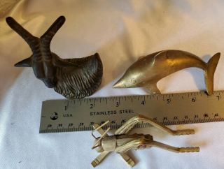 Vintage Brass Mountain Horned Billy Goat Dolphin Fish Cricket Grasshopper Insect 8