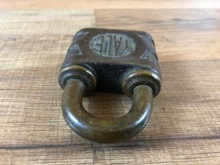Vintage Yale Y&T Heavy Metal Brass Padlock Lock No Key 3