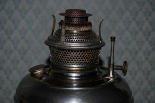Vintage B&H Nickel Over Brass Oil Lamp,  Bradley Hubbard Burner Pat ' d 94,  95,  96. 3
