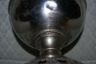 Vintage B&H Nickel Over Brass Oil Lamp,  Bradley Hubbard Burner Pat ' d 94,  95,  96. 6
