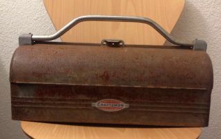 Antique Vintage Craftsman Domed Metal Tool Box Chest Tray Rare Usa Htf
