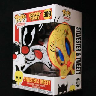 Sylvester & Tweety Looney Tunes Guy Gilchrist Custom Drawing Funko Pop Signed