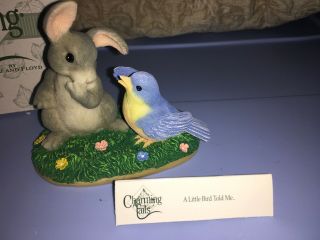 Fitz & Floyd Charming Tails " A Little Bird Told Me " Mouse With Bluebird Figurine