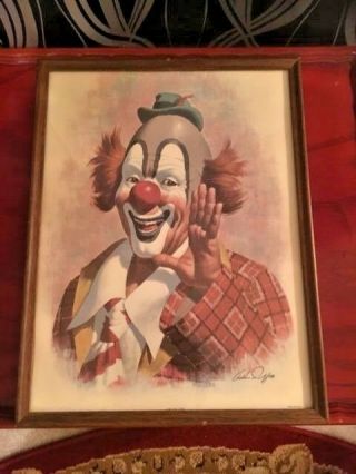 Vintage Wooden Clown Picture W/ Musical Wind - Up Nose - Plays Send In The Clowns
