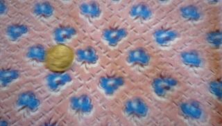 Vtg Cotton Full Feedsack Small Blue Flowers on Bubblegum Pink - 36 x 44 2