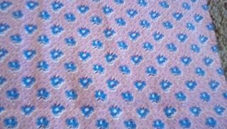 Vtg Cotton Full Feedsack Small Blue Flowers on Bubblegum Pink - 36 x 44 5