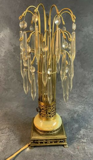 Vintage Waterfall Lamp Brass Marble Base Fountain Chandelier Regency Art Deco