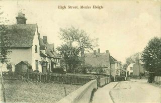 Pc Monks Eleigh High Street And Pub Nr Lavenham Suffolk 1907