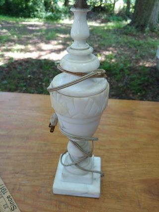 Vintage Marble Alabaster Table Lamp Art Deco Handcarved Piece 15inch Tall