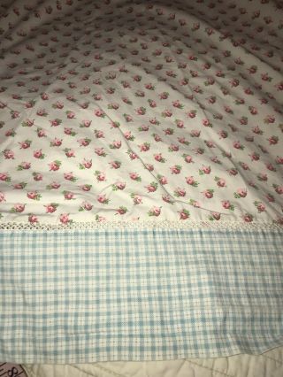 Laura Ashley Shabby Chic Style All Cotton King Bed Sheet Bedding Linens Flowers