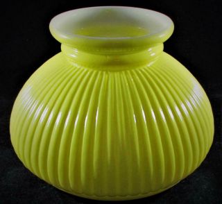 Vintage Yellow Glass Student Lamp Shade Vertical Ribs For 7 " Fitter