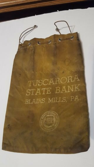 Rare Tuscarora State Bank Blairs Mills Pa Vintage Coin Drawstring Bag