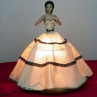 Vintage B B Depose Doll Lamp Chalkware 16 " Lady France 166