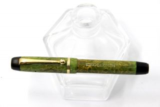 EXCELSIOR By OMAS - MINERVA Ellittica Style - Fountain Pen - JADE GREEN CELLULOID - 30 ' s 2