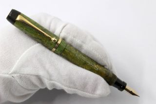 EXCELSIOR By OMAS - MINERVA Ellittica Style - Fountain Pen - JADE GREEN CELLULOID - 30 ' s 3
