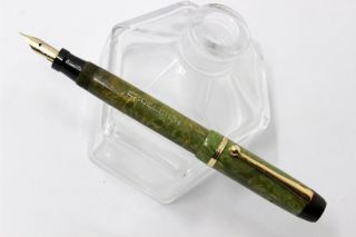 EXCELSIOR By OMAS - MINERVA Ellittica Style - Fountain Pen - JADE GREEN CELLULOID - 30 ' s 6