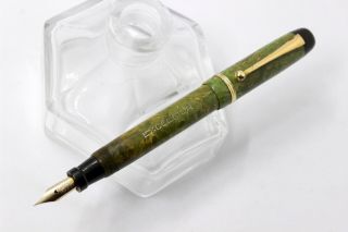 EXCELSIOR By OMAS - MINERVA Ellittica Style - Fountain Pen - JADE GREEN CELLULOID - 30 ' s 7