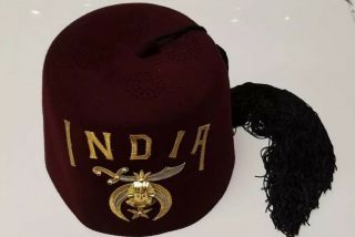 1989 Vintage Shriner Fez Hat India With Tassell