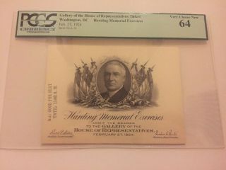 1924 President Warren Harding Memorial Exercises Ticket U.  S.  Congress Pcgs 64
