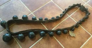 Sleigh Bells On Leather Strap With Buckel.  27 Bells,  Great Sound