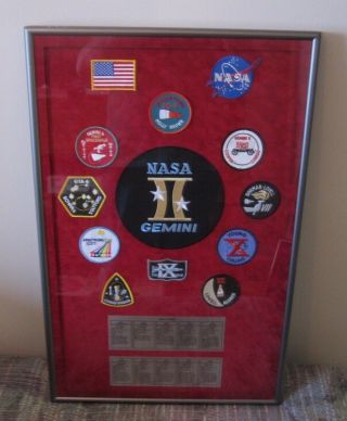 Compete Nasa Gemini Program Patches Framed With Etched Astronaut Names