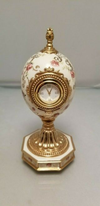 Franklin House Of Faberge Rose Egg With Clock