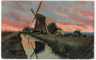 Netherlands; Overschie Windmill Ub Ppc,  1903 Pmk To Nellie Pinkard,  Newport