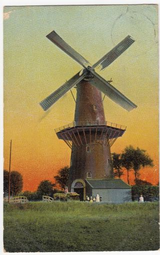 Netherlands; Wateringen Windmill Ppc,  1903 Pmk To Nellie Pinkard,  Newport