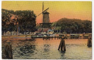 Netherlands; Haarlem,  Spaarne Windmill Ppc,  1903 Pmk To Nellie Pinkard,  Newport