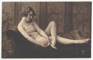 1920 French Photograph - Risqué Blonde Beauty By J.  Mandel - Striking Image