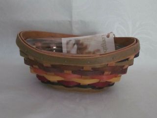 Longaberger 2009 Multi Colored Small Swoop Bowl Basket W/ Protector Festive