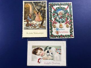 20 CHRISTMAS CHILDREN ANTIQUE POSTCARDS.  COLLECTOR ITEMS.  1900 ' S.  W VALUE. 3