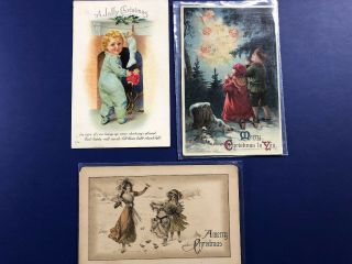 20 CHRISTMAS CHILDREN ANTIQUE POSTCARDS.  COLLECTOR ITEMS.  1900 ' S.  W VALUE. 4