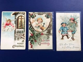 20 CHRISTMAS CHILDREN ANTIQUE POSTCARDS.  COLLECTOR ITEMS.  1900 ' S.  W VALUE. 6