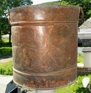Antique Vintage Copper Bucket Coal Ash Pail Iron Side Handles 13.  5 " Tall 13 " Dia