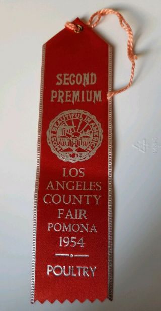 1954 Los Angeles County Fair Red Ribbon Second Premium Poultry Award