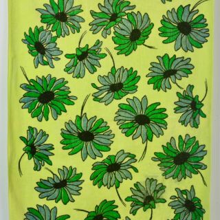 Vintage Springmaid Lime Green Daisy Bath Towel Flower Power Mid Century Daisies 2