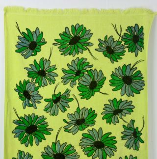 Vintage Springmaid Lime Green Daisy Bath Towel Flower Power Mid Century Daisies 4