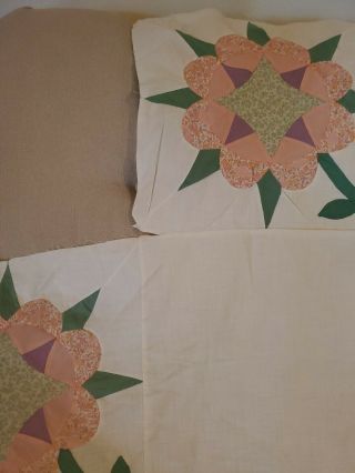 Vintage Quilt Top Flowers Floral Hand Stitched and Machine Stitched 8