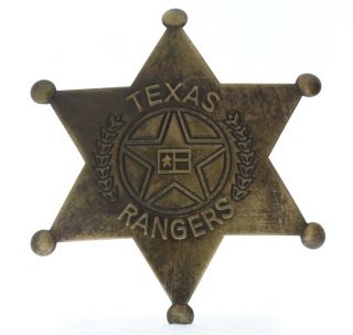 Embossed With Raised Lettering Texas Rangers Solid Brass Badge Pin