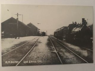 Los Gatos California Sp Rr Station Railroad Depot B&w Real Photo Postcard Rppc