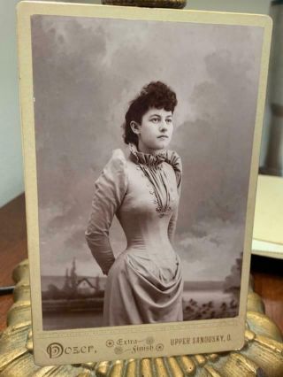 Antique Cabinet Card Photo 1800s Victorian Woman Upper Sandusky Ohio