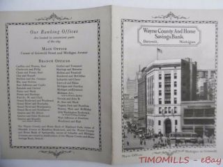 1925 Wayne County And Home Savings Bank Brochure Detroit Michigan Vintage VG, 4