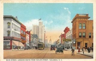 Main Street Taylor Street Columbia Sc Southern Post Card Co C T American